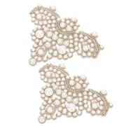 DEARMAMY Adornos para Zapatos Flor de Perlas Hechos a Mano, Parche Decorativo de Algodón Beige, Accesorio DIY para Mujer, Decoración de Calzado Elegante 10x12.5 Cm Pareja