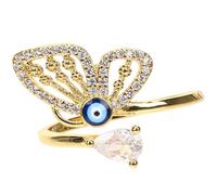 DEARMAMY Anillo De Anillo Abierto Anillos Ajustables Mujer Joyería Del Mal De Ojo Anillo De Declaración Anillos Para Mujer Anillos Estéticos Golden Aleación