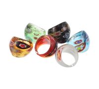 DEARMAMY Anillos de Cristal Étnicos para Mujer 6 Piezas, Anillos de Vidrio Multicolor para Fiesta y Uso Diario, Diámetro Interior 17-19 Mm, Joyería Tribal Bohemia para Dama