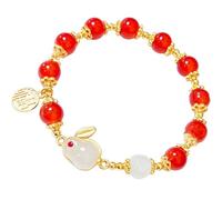 DEARMAMY año de la pulsera de conejo felpa su peluches women pulsera de cuentas de de año nuevo para cadena de muñeca joyas de muñeca pulsera china aleación