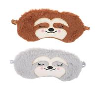 DEARMAMY Antifaz para Dormir Peluche 2 Unidades Tamaño Ajustable Bloqueo Total Luz Diseño Animal Gris y Marrón para Viaje, Descanso, Meditación y Sueño Niños y Adultos