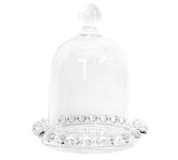 DEARMAMY Bandeja para Tartas Transparente Tapa de Cristal Desmontable, Plato Decorativo Multifunción Pequeño Pie para Postres y Protección Anti Polvo para Uso Doméstico