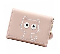DEARMAMY Billetera de niña gatita Titular de la Tarjeta de Las Mujeres Monedero pequeño Juego de Cartas Tarjetero para Hombre Titulares Moneda pequeña Bolsa de Dinero Lindo Monedero PU Rosa