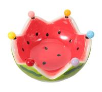DEARMAMY Bol de Cerámica Forma de Sandía con Tenedores de Acero Inoxidable para Servir Frutas Bandeja Decorativa para Ensaladas y Picnics para Fiestas de Verano y Reuniones Familiares