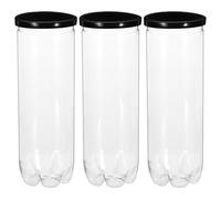 DEARMAMY Botella Transparente de PVC para Almacenamiento de Balones de Tenis 3 Unidades Tapa Negra, Contenedor Cilíndrico Portátil y Resistente para Tenis, Bádminton y Actividades