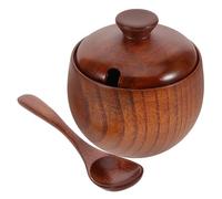 DEARMAMY Botes De Cocina Para Encimera Salero Organizadores De Té Y Almacenamiento Tarro Para Hierbas Con Tapa Tarro De Especias De Madera De Madera Contenedor