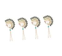 DEARMAMY Broche Hueco Con Borlas Retro En Forma De Abanico Chino De 4 Piezas Accesorios De Diseño De Orquídea De Hanfu Cheongsam De Moda China Ramillete Broche Lindo