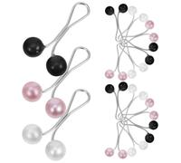 DEARMAMY Broches para Bufandas Hiyab 24 Piezas Clip U de Aleación Perlas Decorativas, Surtido Colores Negro Morado, Accesorios para Chal, Suéter y Pañuelos Musulmanes