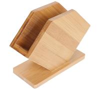 DEARMAMY Caja de Pañuelos de Bambú Grande en Forma de Abanico Servilletero Cuadrado Base para Mesa de Restaurante Soporte Organizador para Servilletas de Papel y Almacenamiento de Mesa