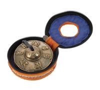 DEARMAMY Campana de Platillo de Cobre para Meditación Yoga, Instrumento de Percusión Religiosa Seis Caracteres Om Padme Hum, Set de Campanas Tingsha para Práctica Budista, Música Meditar