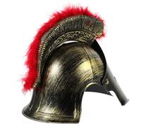 DEARMAMY Casco Romano de Hombre Plástico Rojo Penacho Pequeño Casco de Soldado Romano para Disfraz para Carnaval y Fiesta Temática Adulta