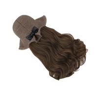 DEARMAMY casquillo de la peluca pelucas ondulado peluca mujer sombreros largo wig peluquin Peluca sintética bucket hat sombrero de peluca rizada sombrero de peluca para mujer tela Khaki