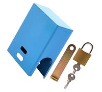 DEARMAMY Cerradura de Grifo de Agua Antirrobo Multifuncional de Hierro, Diseño Cuadrado Azul, Kit de Bloqueo para Grifos Exteriores de Jardín, Protección Segura para Mangueras y Sistema