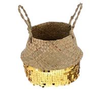 DEARMAMY Cesta Tejida Artesanal Multifuncional de Natural para Almacenamiento de Flores y Objetos Varios Mediano Elegante y Decorativa para Hogar y Jardín