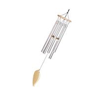 DEARMAMY Colgante y Obsequio Que Calma el Ánimo de Metal y Madera Maciza de Carillón de Viento Tubos de Plata y el Hogar para Dormitorio