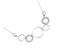 DEARMAMY Collar Colgante Creativo para Mujer, Gargantilla Circular de Aleación Incrustaciones de Gemas de Imitación, Elegante Cadena de Clavícula para Fiesta y Uso Diario, Modelo Blanco K