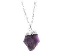 DEARMAMY Collar Elegante Colgante Irregular de Amatista Natural de Piedra en Bruto Promueve la Liberación de Impurezas y Equilibra Chakras para Relaciones Familiares