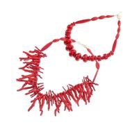 DEARMAMY Collar Rojo Coral Collar De Gargantilla De Playa Gargantilla De Cuentas Joyas De Coral Para Mujer Collares Bohemios Collar De Cuentas Grandes Collar De Cuentas Vintage El Plastico