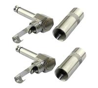 DEARMAMY Conectores de Cable para Guitarra Eléctrica de 6,35 Mm Mono Codo Niquelados, 2 Piezas, Conector Metálico de Línea de Conexión, Compatibles Amplificadores y Micrófonos, Uso