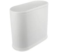 DEARMAMY Cubo de Basura Blanco con Tapa Abatible y Mecanismo de Presión Compacto y Ovalado para Dormitorio Baño y Cocina Pequeño Contenedor Plástico Adecuado para Espacios Reducidos