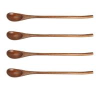 DEARMAMY Cucharas de Café de Madera Mango Largo 4 Piezas, Cucharas Mezcladoras para Café, Té y Cócteles, Agitadores de Madera Naturales para Miel y Postres, Utensilios para Cocina y Bar