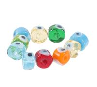 DEARMAMY Cuentas Artesanales de Vidrio para Mal de Ojo, Cuentas Espaciadoras Planas de Colores Mixtos, 10 Piezas para Hacer Pulseras y Manualidades de Joyería Color Color Aleatorio