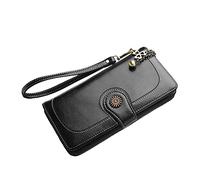 DEARMAMY De Mujer De Billetero Triple Múltiples Ranuras para Tarjetas y Bolsillo Bolso De Mano Elegante Negro