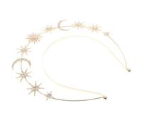 DEARMAMY Diadema con Aro de Nuestra Señora Tocado de Metal con Gemas de Imitación Accesorio Cabello de Fiesta Diadema de Estrella y Luna para Graduación