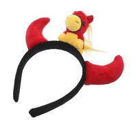 DEARMAMY Diadema de Caballo del Zodiaco 2026 para Año Chino Diadema de Peluche Roja Cuernos de Vaca Accesorio para Disfraz y Decoración de Fiesta de Dibujos Animados para Mujer y Niña