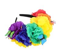DEARMAMY diadema de colores disfraz mexicano accesorio de fiesta disfraz de catrina para mujer diademas de flores mexicanas para mujer tocado de flores traje floral el plastico