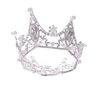 DEARMAMY diadema de diamantes de imitación tocado de novia tiaras tiara enjoyada decoración de tiara perla de flores de boda coronas de boda de diamantes de imitación aleación blanco
