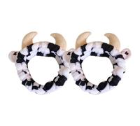 DEARMAMY Diadema de Maquillaje Elástica Estampado de Vaca 2 Unidades para Cuidado Facial y Rutina Diaria en Mujeres y Niñas