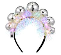 DEARMAMY Diadema Navideña de Discoteca Vintage Decoración de Bola de Discoteca para Fiestas de Nochebuena Accesorios de Plástico para Mujeres y Niñas