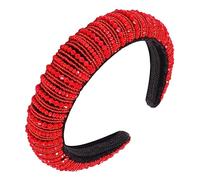 DEARMAMY Diadema para Mujer Cristal Artificial Rojo, Accesorio Elegante y Grueso Esponja, Adecuado para Bodas y Banquetes, Diseño Brillante y Atractivo