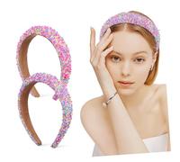 DEARMAMY Diademas Anchas Paquete de 2 Piezas de Esponja Antideslizantes para Mujer, Accesorio de Pelo Diseño Brillante y Duradero, Adecuado para Fiestas y Ocasiones Obsequios