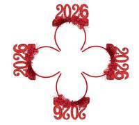 DEARMAMY Diademas de Año 2026 4 Piezas en Purpurina Roja Accesorios para Photocall y Decoración en Fiestas de Cumpleaños y Eventos de Fin de Año para Adultos