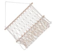 DEARMAMY Estantería De Pared Infantil De Algodón y Madera Blanca Natural, Hamaca Tejida De Macramé, Soporte Resistente para Juguetes y Libros, Decoración Colgante para Habitación De Niños