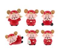 DEARMAMY Estatua de CAI Shen 6 Piezas Miniatura de Resina para Decoración de Escritorio y Hogar, Adorno Artesanal Compacto para Año y Ambiente Festivo, Símbolo de Prosperidad y Suerte