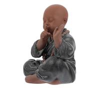 DEARMAMY Estatua de Monje Pequeño de Cerámica Negra Decoración Zen para Sala de Estar Figura Artesanal de Mascota de Té Estilo Chino Adorno Coleccionable para Manualidades de Té