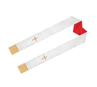 DEARMAMY Estola para Sacerdote Reversible Bordado de Cruz Chal Nupcial Doble Cara Borlas 135 CM Tejido Suave Transpirable Estola Bordada para Bodas y Ceremonias Religiosas