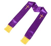 DEARMAMY Estola Sacerdotal Reversible Morada con Bordado de Cruz y Borlas para Pastor, Chal Ceremonial para Bodas y Eventos Formales, Accesorio Litúrgico para Iglesia