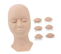 DEARMAMY Forma de cabeza de silicona múltiple extensiones female latigazos skin tint pintura facial cabeza de entrenamiento cabeza de práctica de maquillaje de pestañas gel de sílice