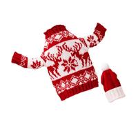 DEARMAMY Funda para Botella de Vino Navideña Forma de Sombrero y Ropa de Punto Color Rojo Diseño de Reno Accesorio para Fiestas Navideñas Decoración para Mesa y Hogar 1 Unidad