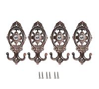DEARMAMY Gancho Decorativo para Cortinas de Pared 4 Piezas Rojo Cobre Antiguo Gancho de Aleación Clásico Europeo para Sujetar Cortinas Hogar Oficina y Hotel