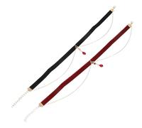 DEARMAMY Gargantilla de Clavícula Ajustable 2 Piezas Colgante de Lágrima Terciopelo Color Negro y Burdeos Collar Gótico para Mujer Adecuado para Halloween y Eventos Renacentistas