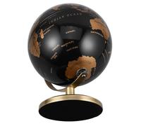 DEARMAMY Globo Terráqueo Decorativo Giratorio de 14 CM Bola Mundo Soporte de Bronce Antiguo Negro Dorado Adorno Vintage para Mesa de Oficina y Decoración Educativa en Casa