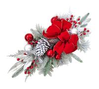 DEARMAMY Guirnalda Navideña de Lágrimas Artificiales en Forma de Lazo Rojo Colgante para Escalera Decoración Decorativa para Ventanas y Hogar en Estilo Nórdico Accesorio Navideño sin