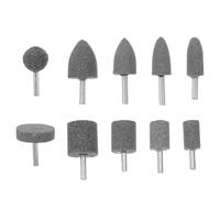 DEARMAMY Juego de 10 Cabezales de Amolado Rotativos de Corindón Marrón, Broca Afiladora Eléctrica Formas Cilíndricas y Cónicas, Muela de Amolar Montada para Pulido y Rectificado en Metal,