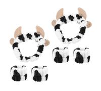 DEARMAMY Juego De 2 Diademas Y Muñequeras De Spa Diadema Para Lavado Facial Diademas De Felpa Para El Cuidado De La Piel Accesorios Suaves Para El Cabello Y El Maquillaje Para Mujer