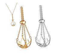 DEARMAMY Juego De 2 Soportes Para Collar Con Jaula De Cristal Y Dijes De Metal Para Mujer Accesorio De Joyería Minimalista De Moda